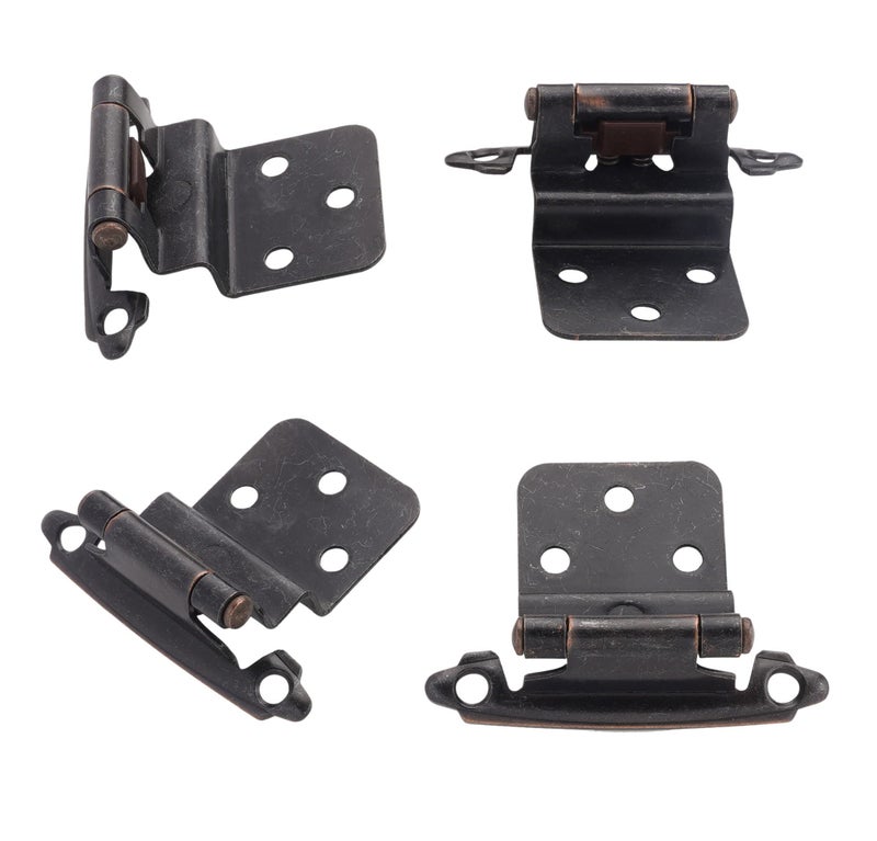 DecoBasics 3/8"" Inset Cabinet Hinges Bronze (5 Pair -10 Pcs) Oil Rubbed Bronze Offset Self Closing Cabinet Hinges for Kitchen Cabinets w/Bumpers & Upgraded Screws - Image 4
